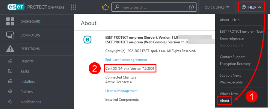 Sección "Acerca de" de ESET PROTECT On-Prem Sección "Acerca de" de ESET PROTECT On-Prem